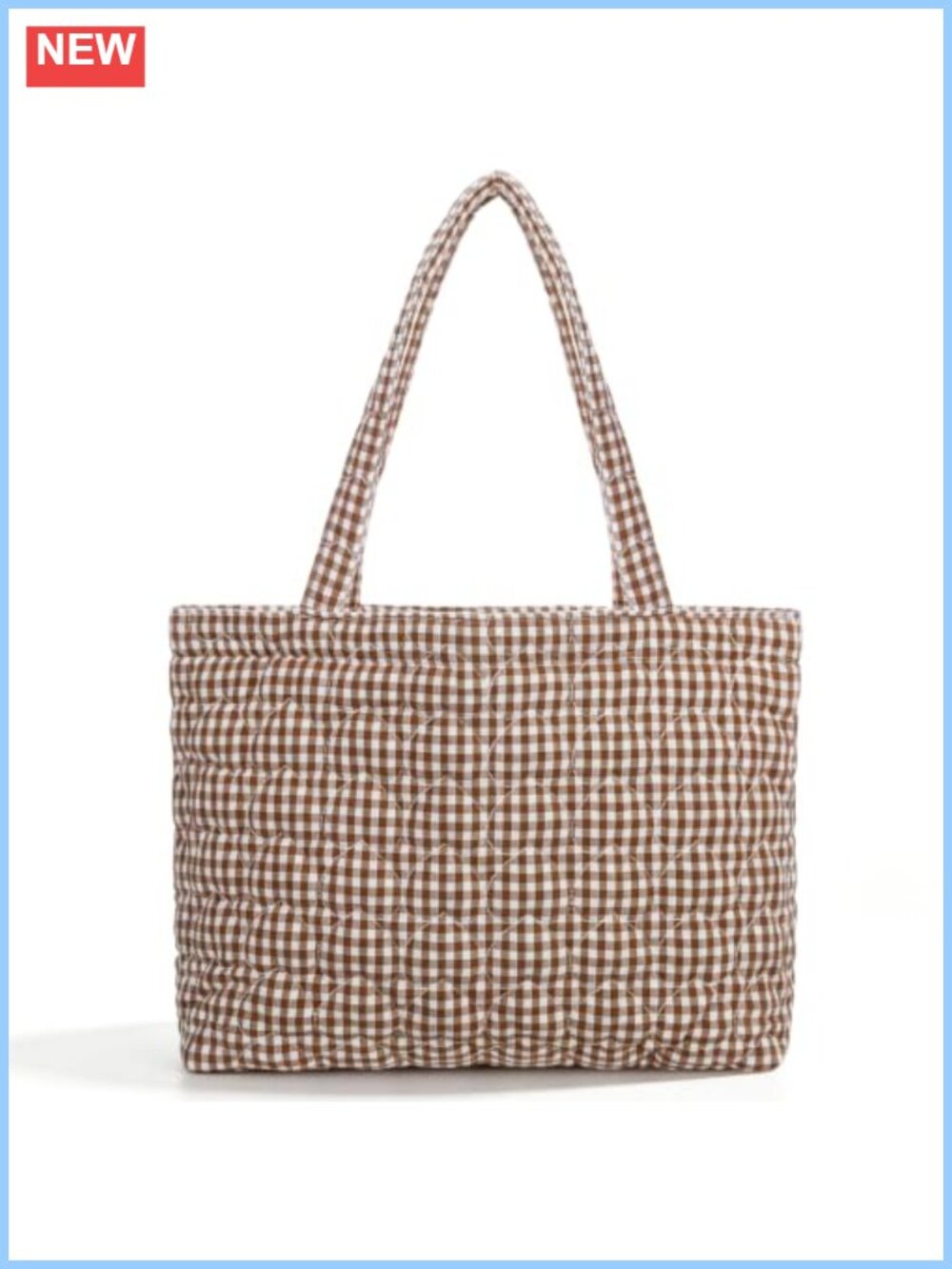 Quilted Gingham Tote Bag Lightweight Fits 15.6 Laptop Teacher Nurse